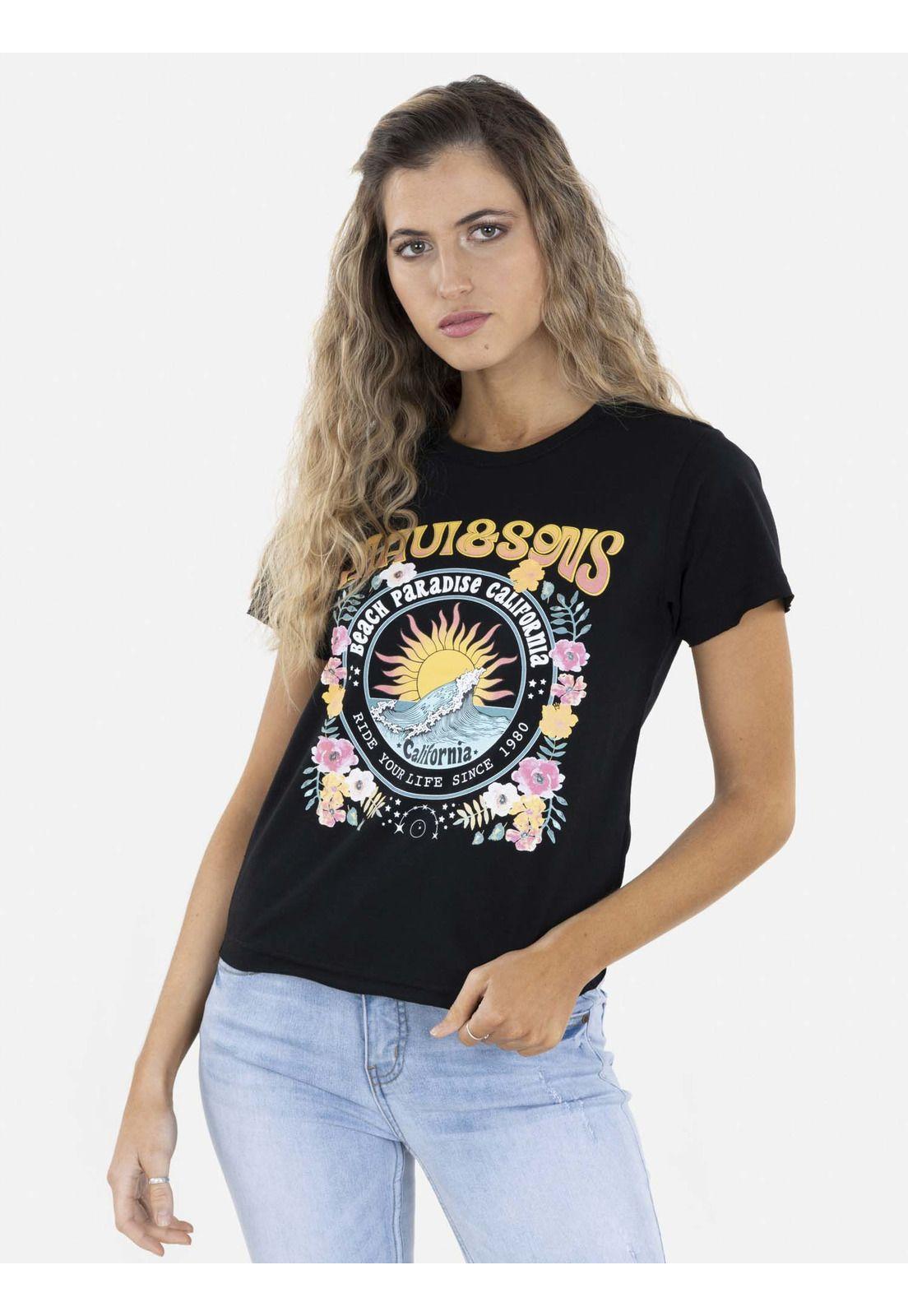 Polera BEACH PARADISE Mujer Negro Maui and Sons-0