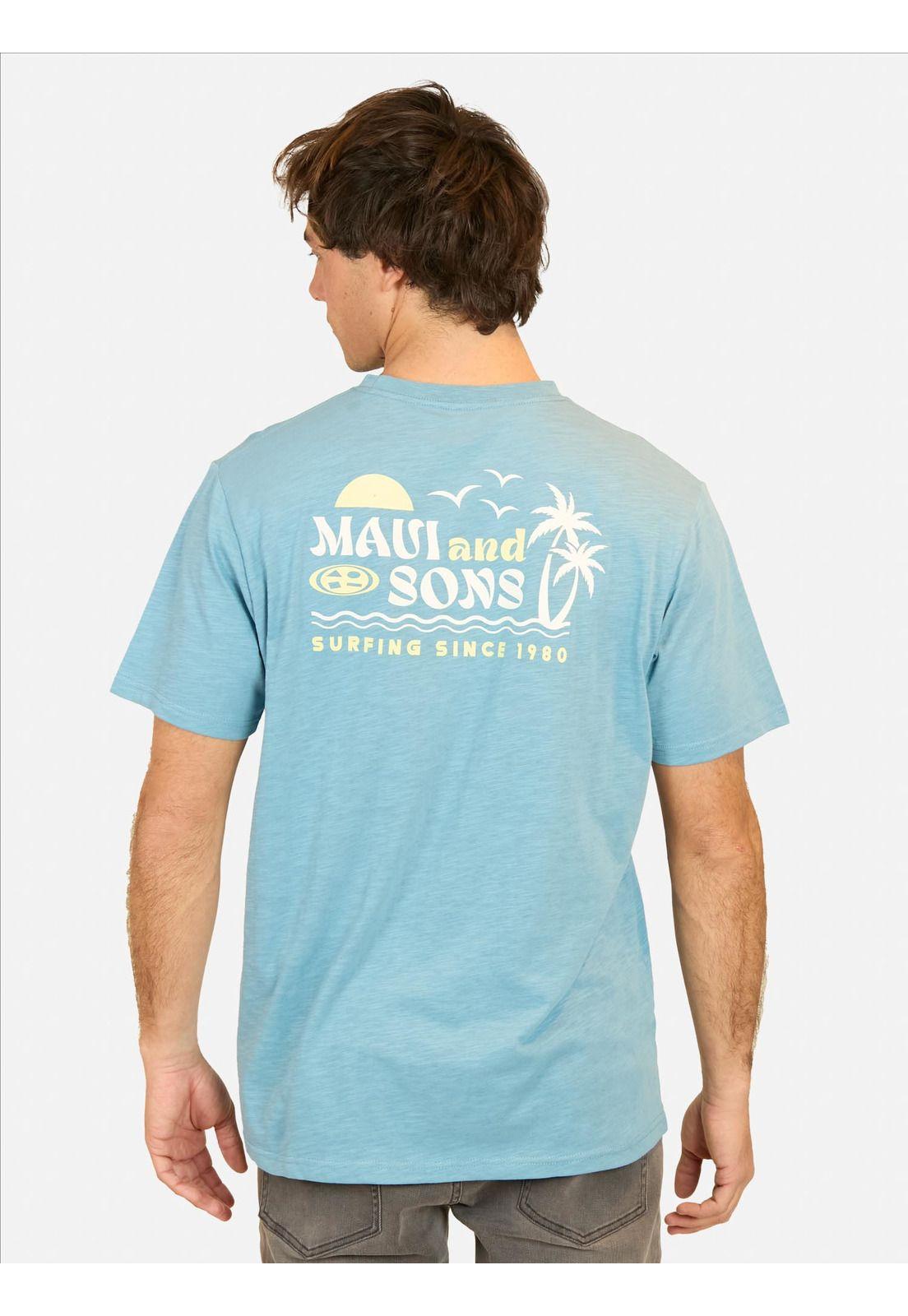 Polera MC Surfing Since  Azul Hombre Maui And Sons-1