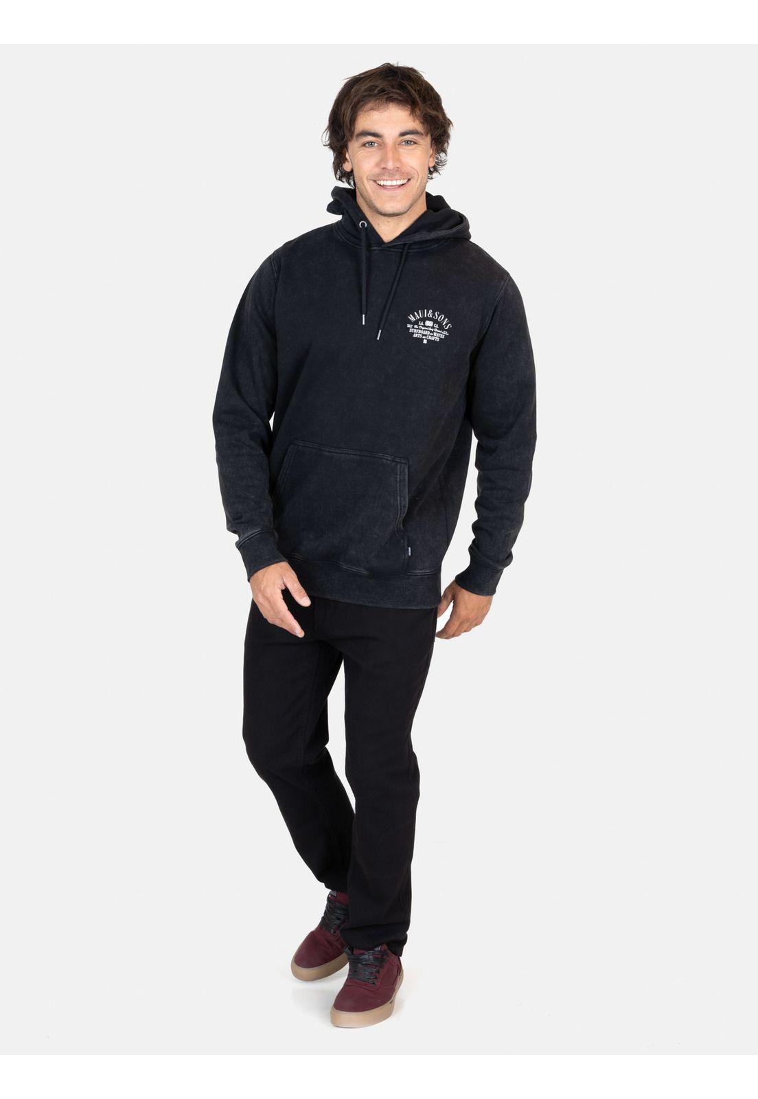Poleron Canguro Jungle Negro Hombre Maui And Sons-3