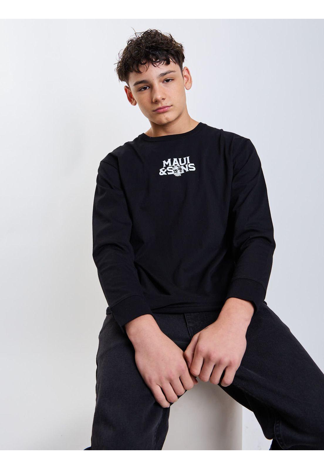 Polera ML Cruiser Negro Infantil Maui And Sons-5