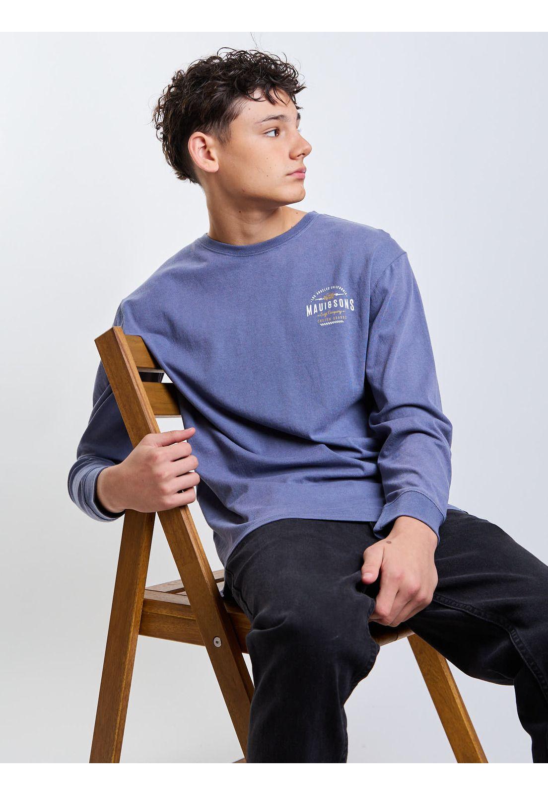 Polera ML Los Angeles Azul Infantil Maui And Sons-5