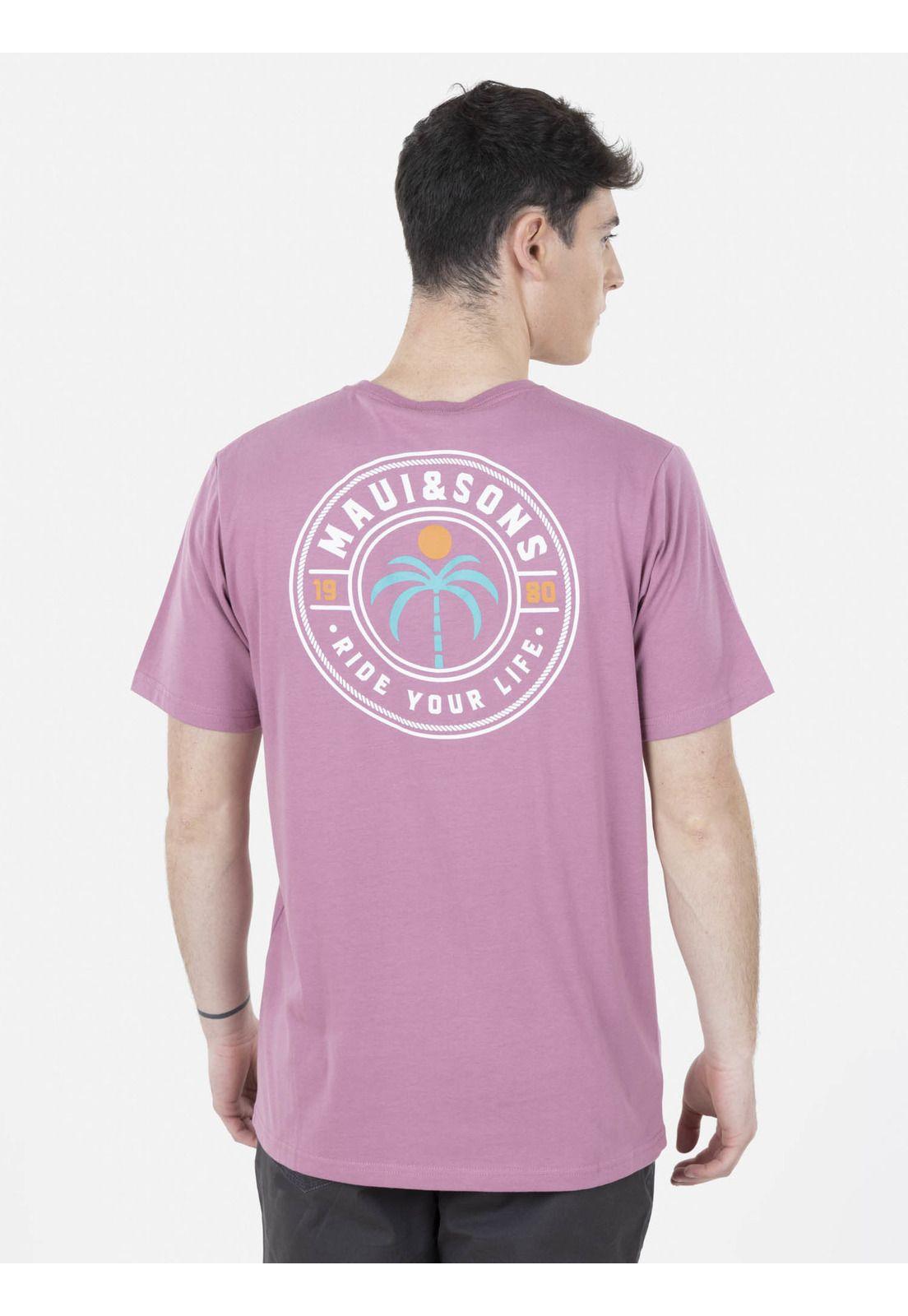 Polera BEACH PALM Hombre Rosado Maui and Sons-1