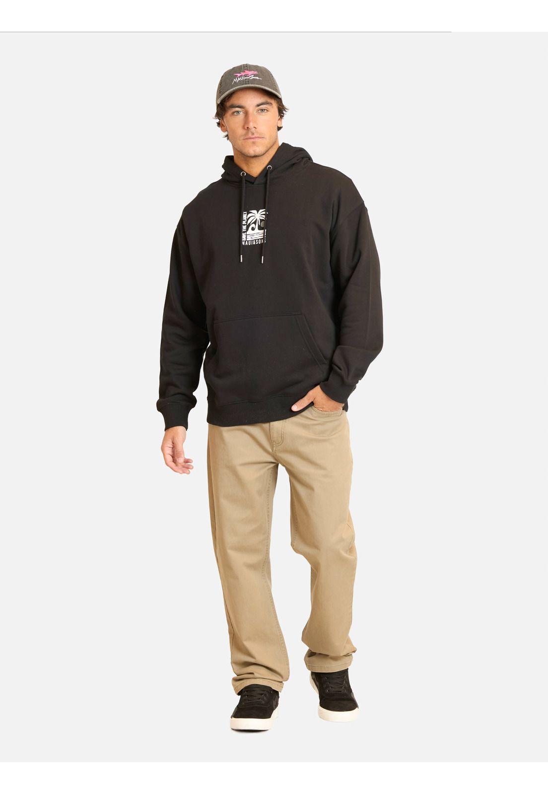Poleron Canguro Koolana Negro Hombre Maui And Sons-3