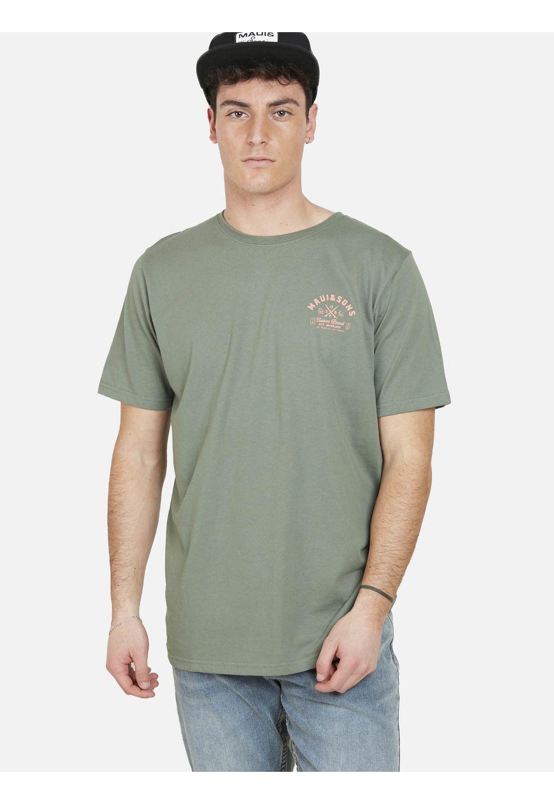 Polera CROSSED TABLES Hombre Verde Maui and Sons-0