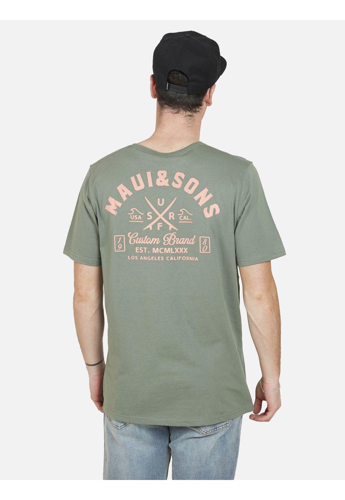 Polera CROSSED TABLES Hombre Verde Maui and Sons-1
