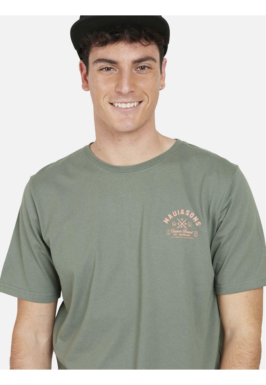Polera CROSSED TABLES Hombre Verde Maui and Sons-2