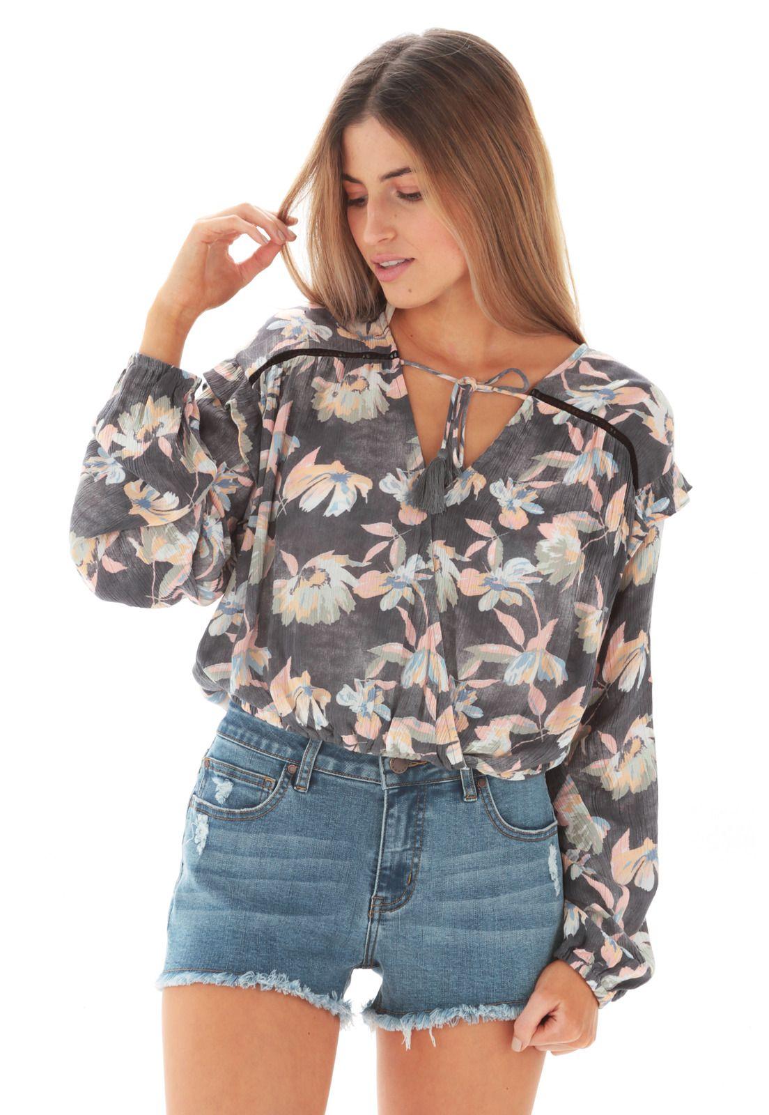 Blusa M/L Mujer 5C692-WV21 Gris-0