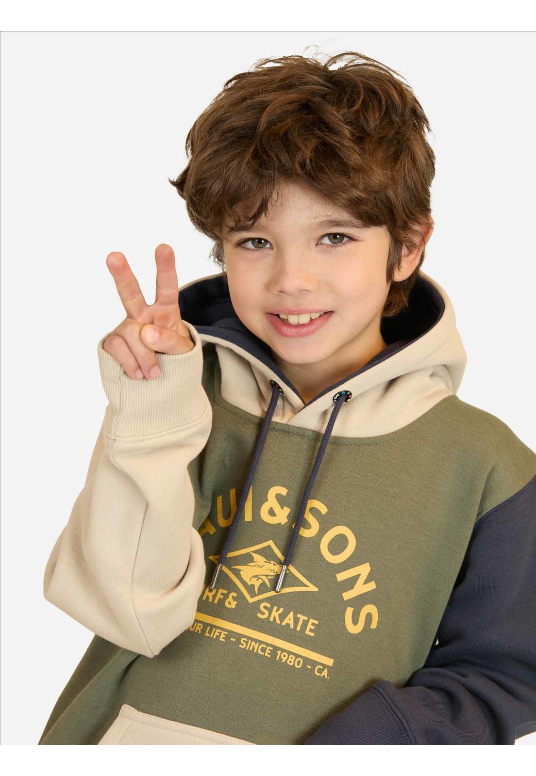 Poleron Canguro Dino Verde Infantil Maui And Sons-2
