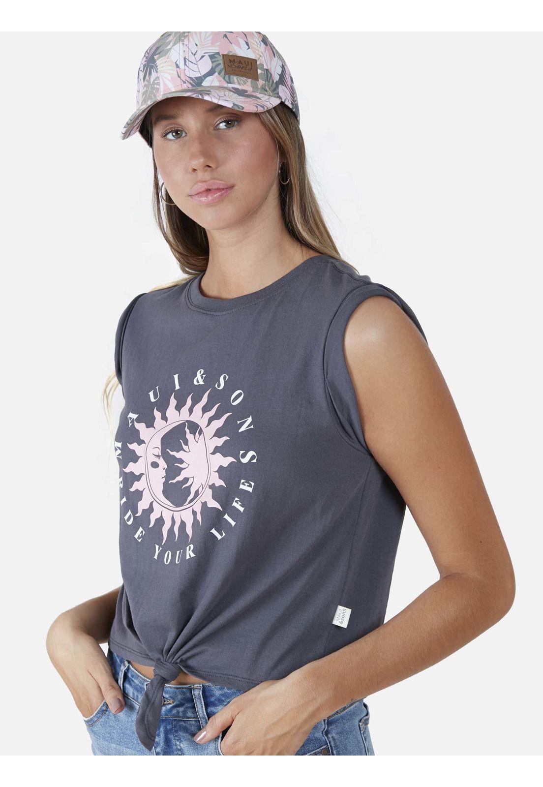 Polera  Mujer Gris Oscuro 5P512-WV22 Maui And Sons-2
