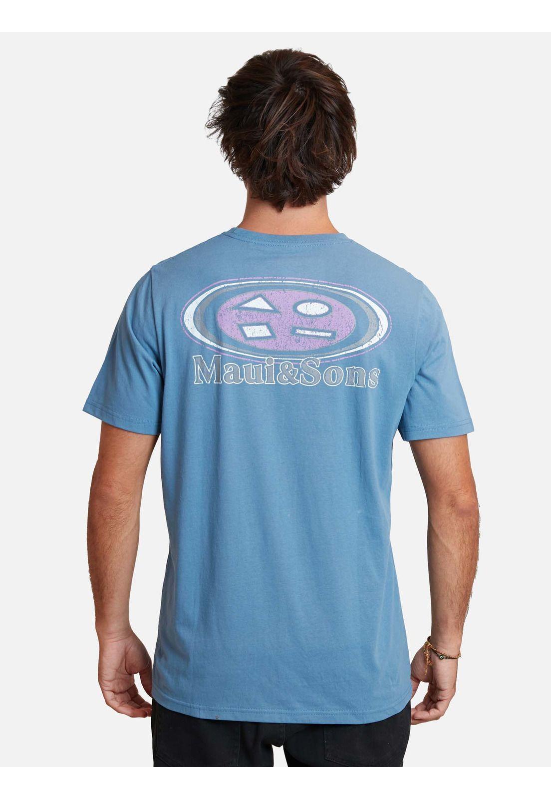 Polera retro logo tees Celeste Hombre Maui And Sons-1