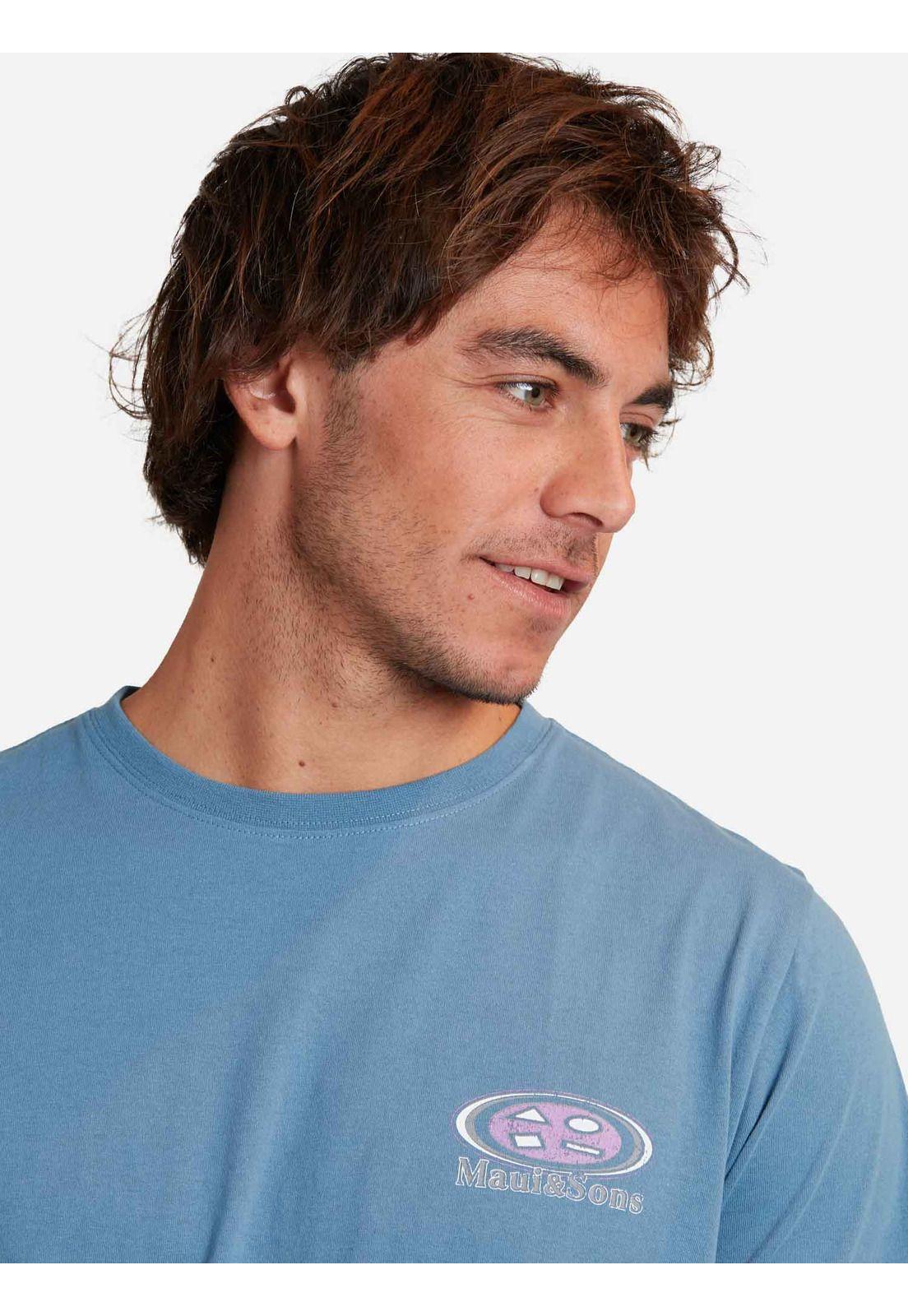 Polera retro logo tees Celeste Hombre Maui And Sons-2