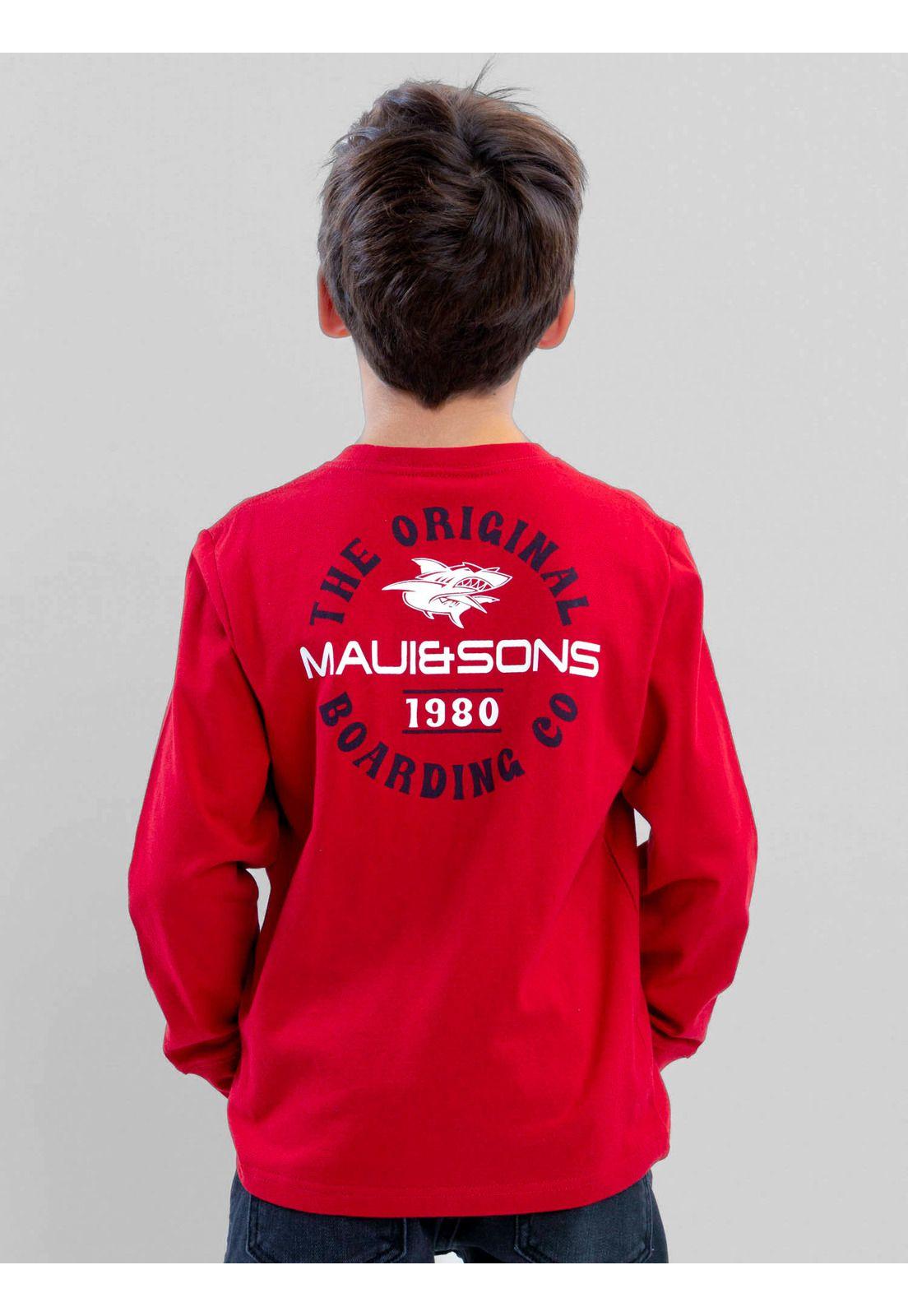 Polera ML Badge Rojo Infantil Maui And Sons-2