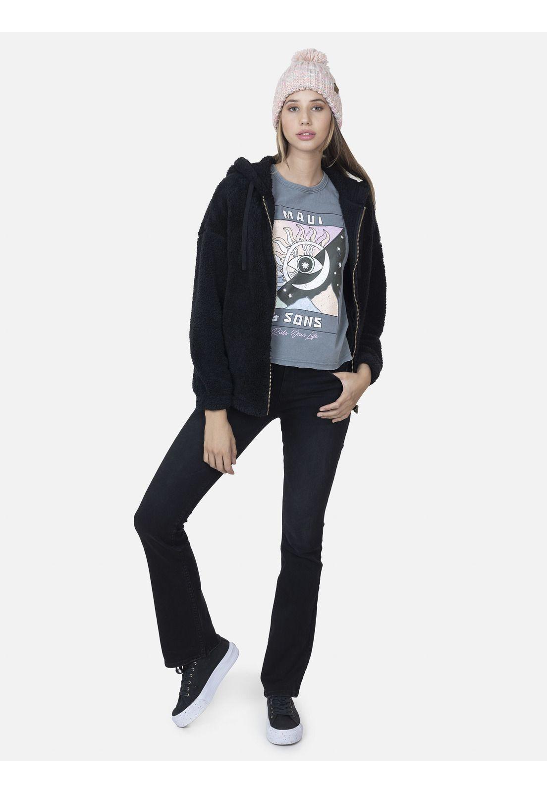 Fullzipper Mujer JET BLACK FULL ZIPPER Negro Maui and Sons-3