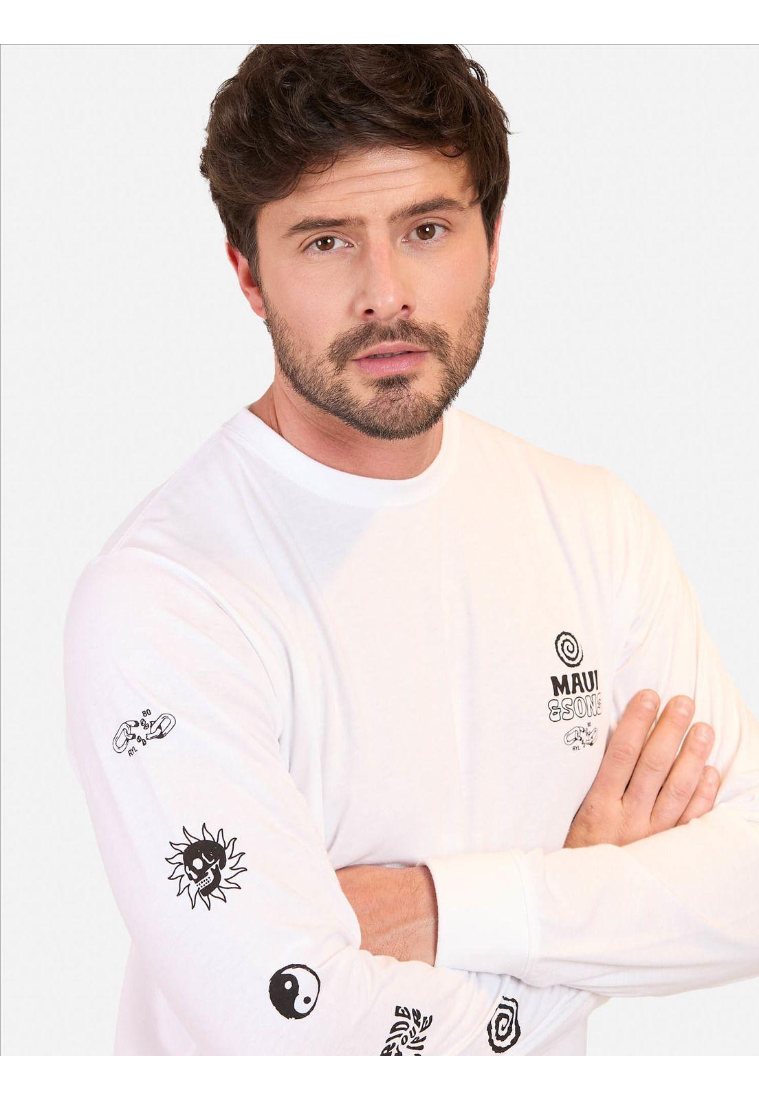 Polera ML Coral Coast Hombre Blanco Maui And Sons-2