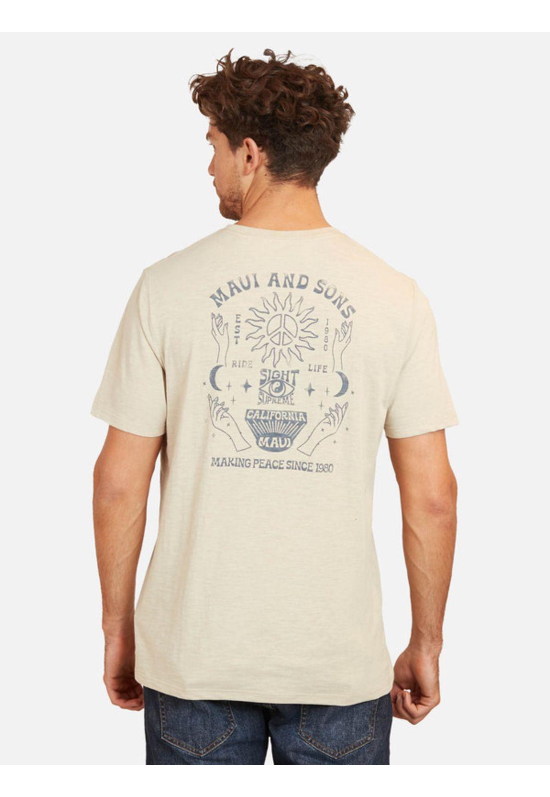 Polera Planet With Peace Hombre Khaki Maui And Sons-1
