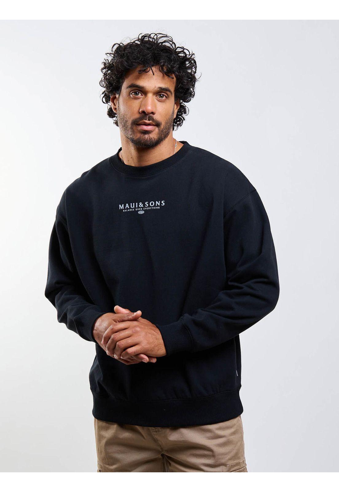 Poleron CR Balance Crew Negro Hombre Maui And Sons-4