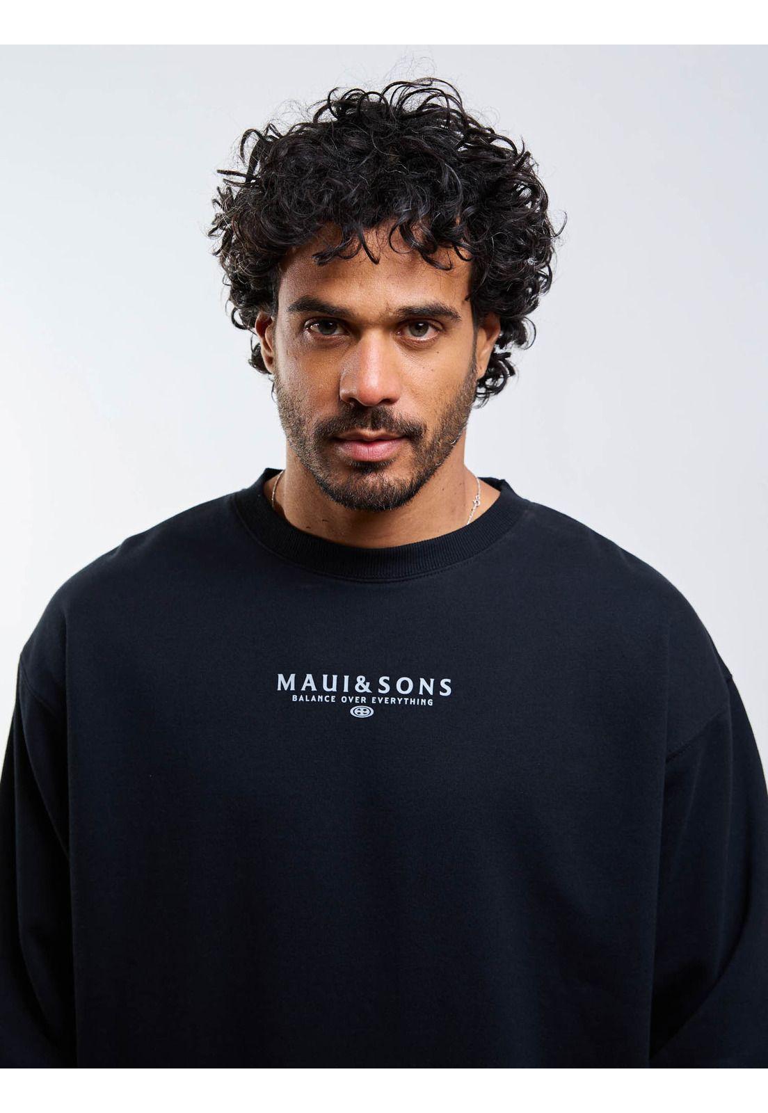 Poleron CR Balance Crew Negro Hombre Maui And Sons-7