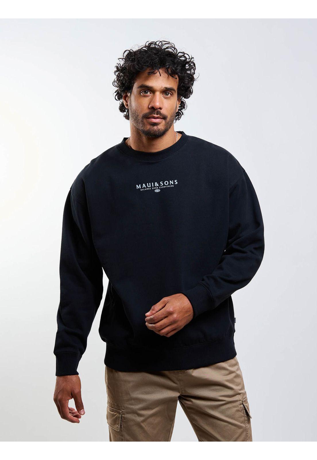 Poleron CR Balance Crew Negro Hombre Maui And Sons-8