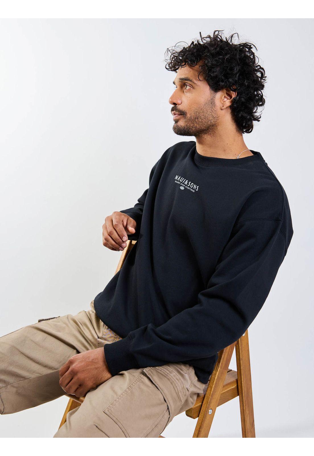 Poleron CR Balance Crew Negro Hombre Maui And Sons-9
