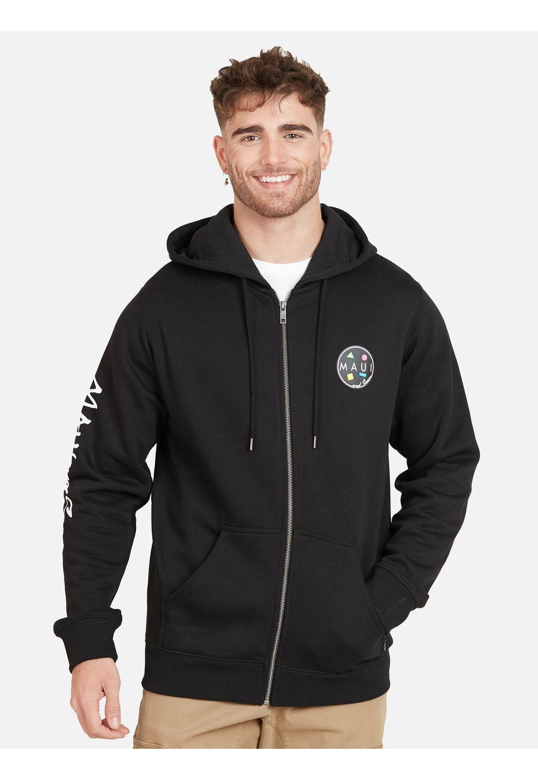 Poleron CALSSIC HOOD Hombre Negro Maui and Sons-0