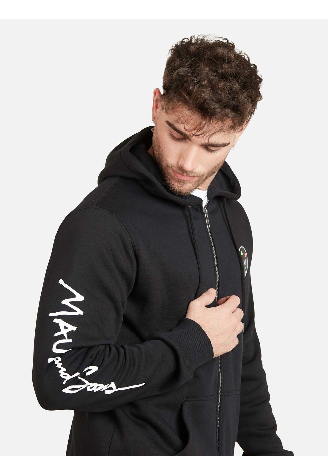 Poleron CALSSIC HOOD Hombre Negro Maui and Sons-2