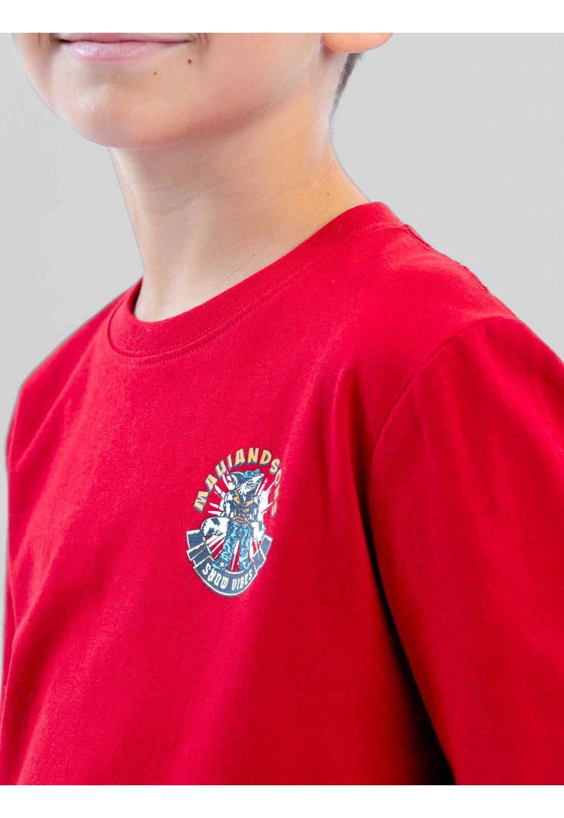 Polera ML Snow Vibes Rojo Infantil Maui And Sons-4