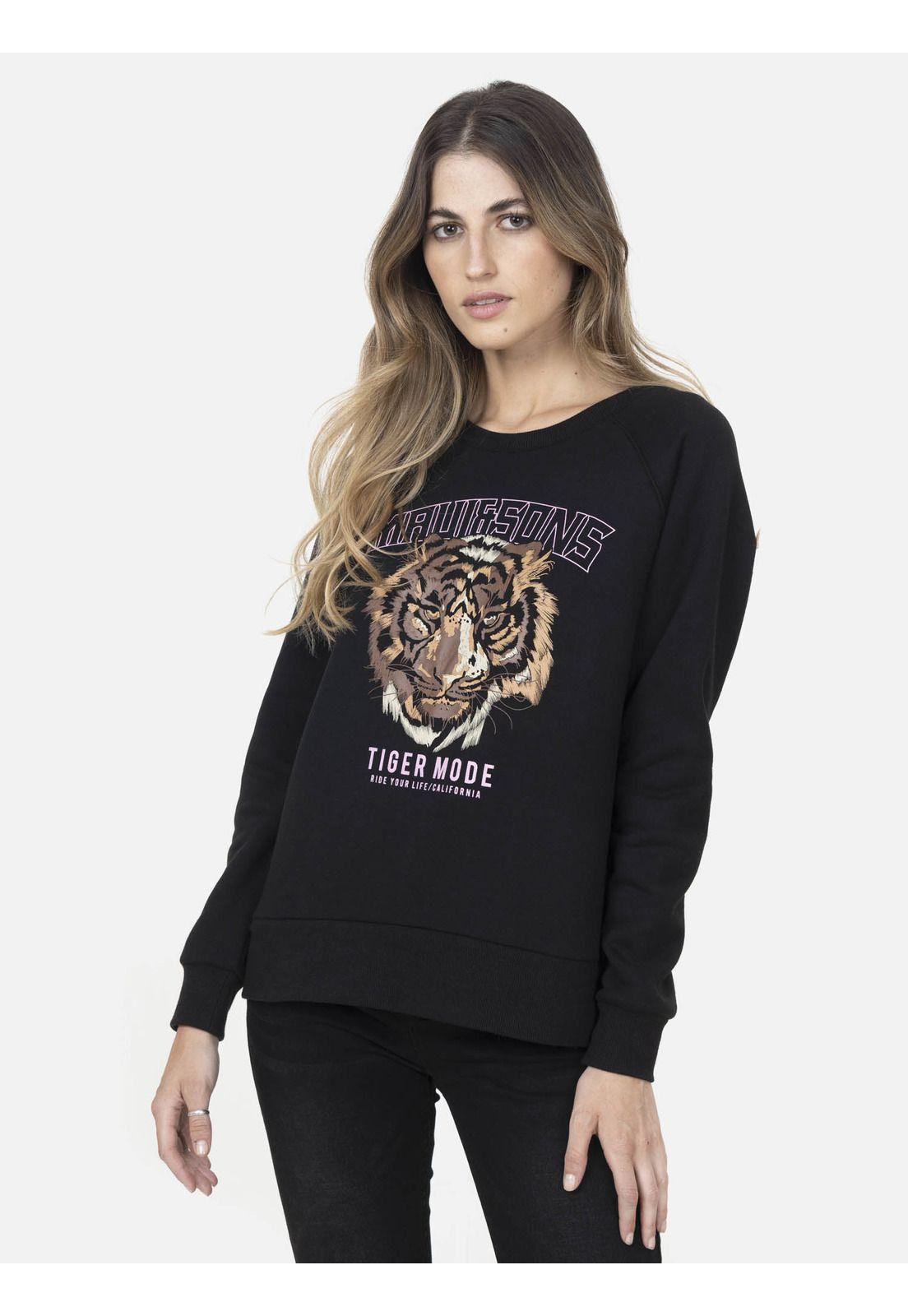Cuello Redondo Mujer TIGER MODE Negro Maui and Sons-0