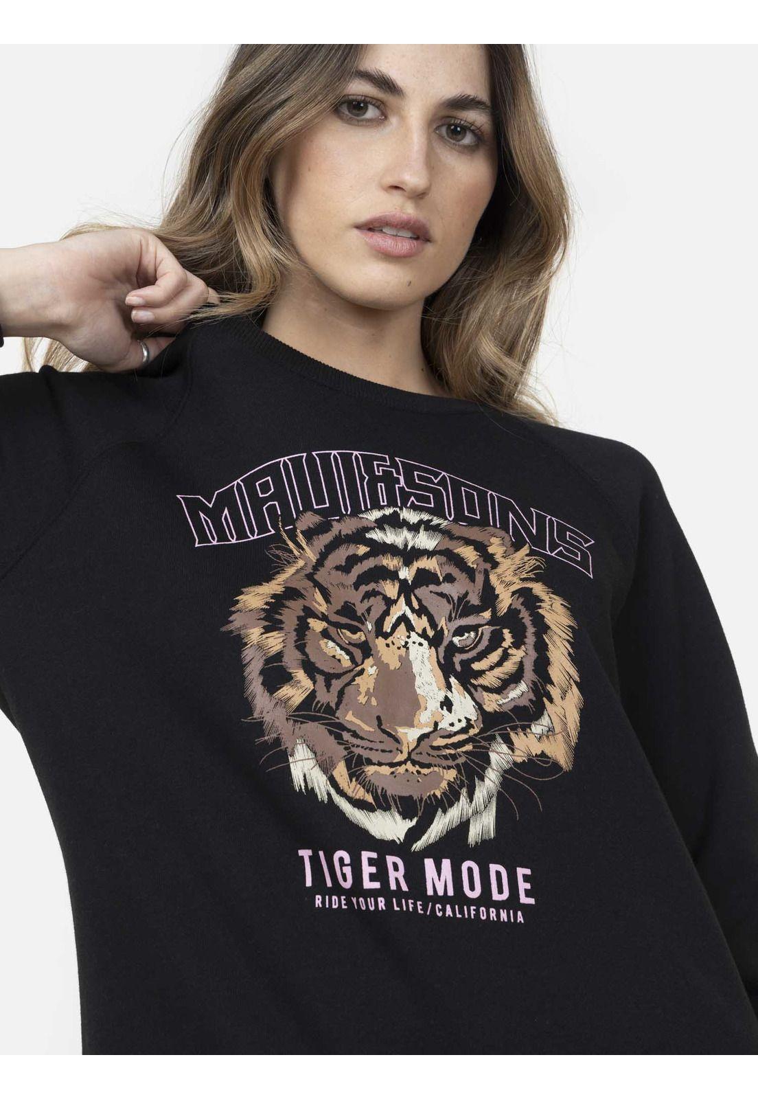 Cuello Redondo Mujer TIGER MODE Negro Maui and Sons-2