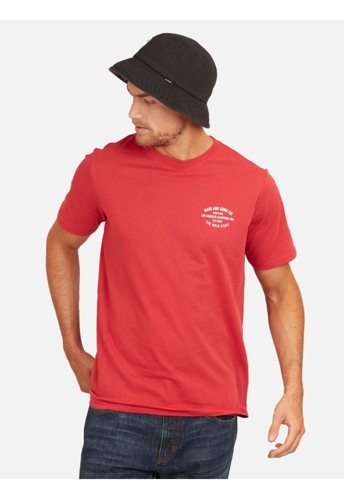 Polera The Gold State Tees Organic Hombre Rojo Maui And Sons-0