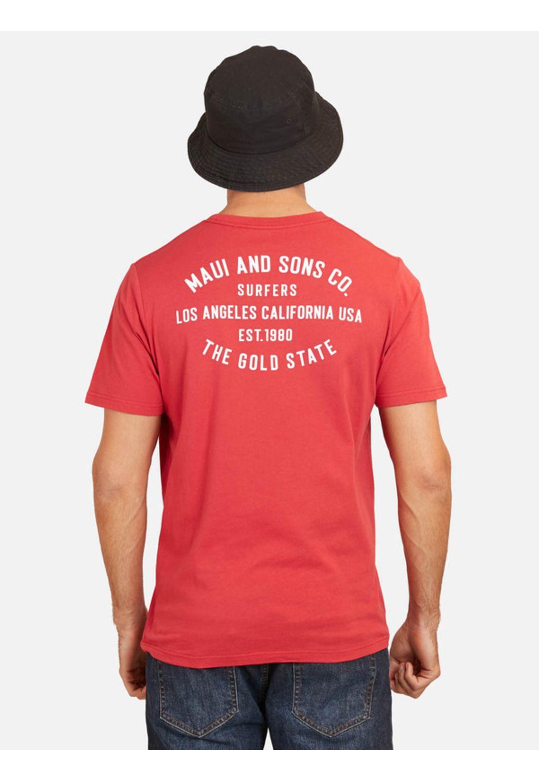 Polera The Gold State Tees Organic Hombre Rojo Maui And Sons-1