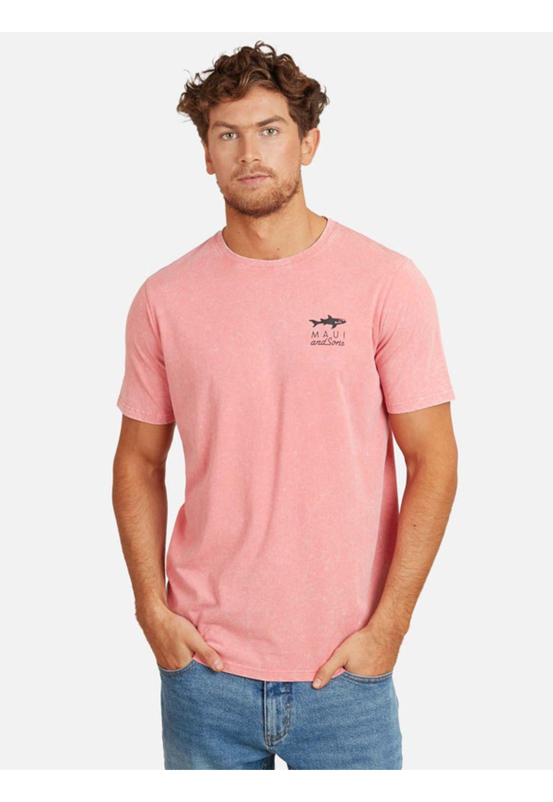 Polera Black Shark Tee Hombre Rosado Maui And Sons-0