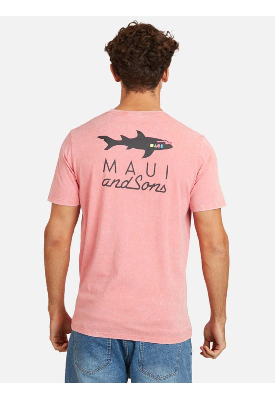 Polera Black Shark Tee Hombre Rosado Maui And Sons-1