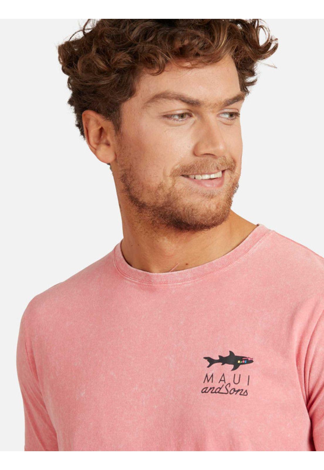 Polera Black Shark Tee Hombre Rosado Maui And Sons-2