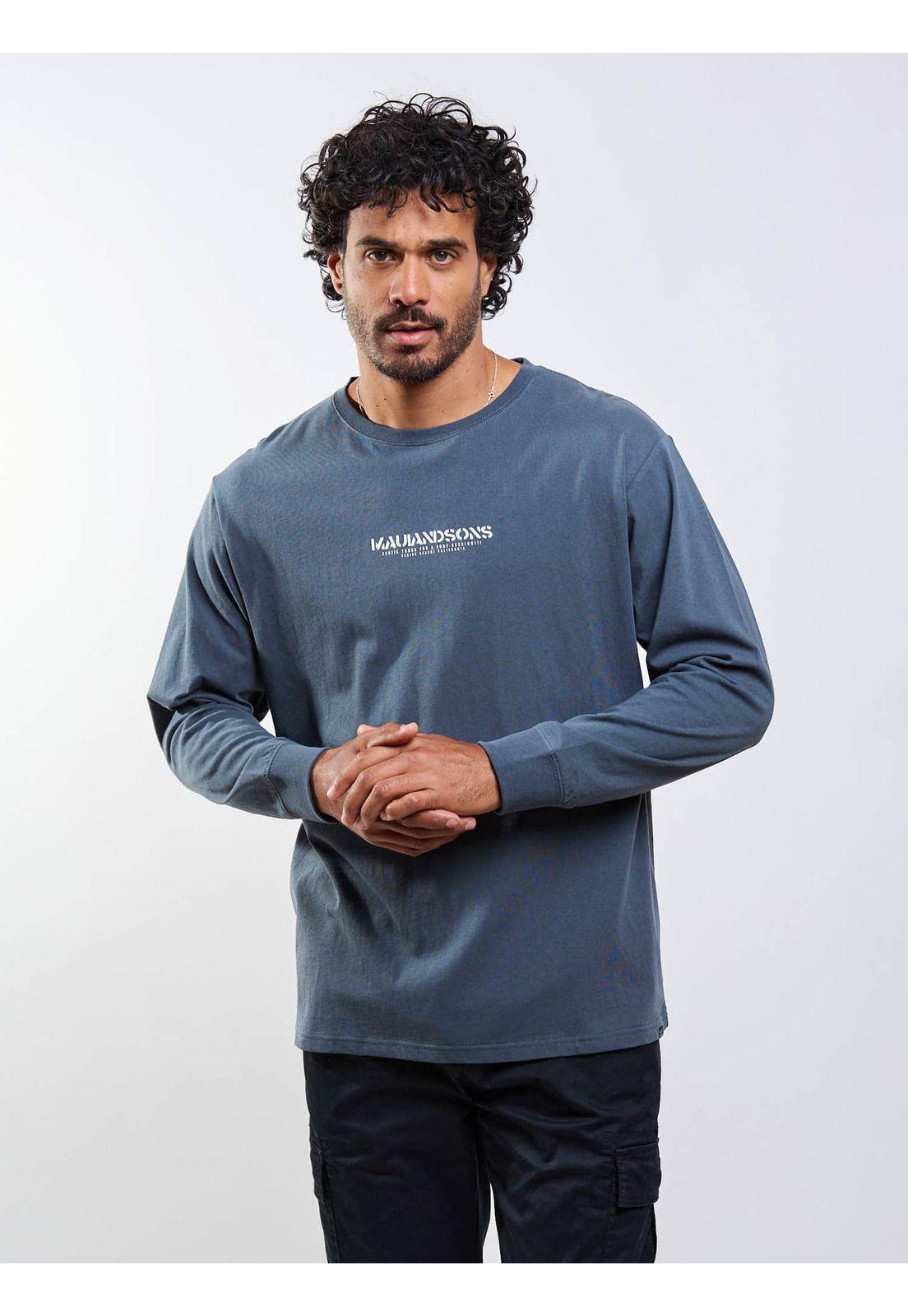Polera ML Stencil Azul Hombre Maui And Sons-5