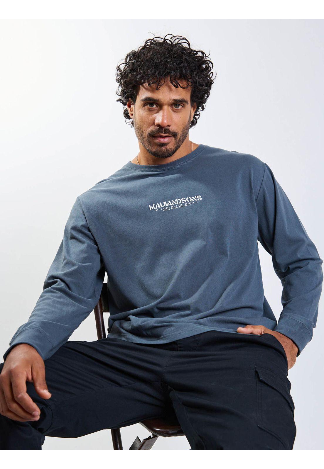 Polera ML Stencil Azul Hombre Maui And Sons-9