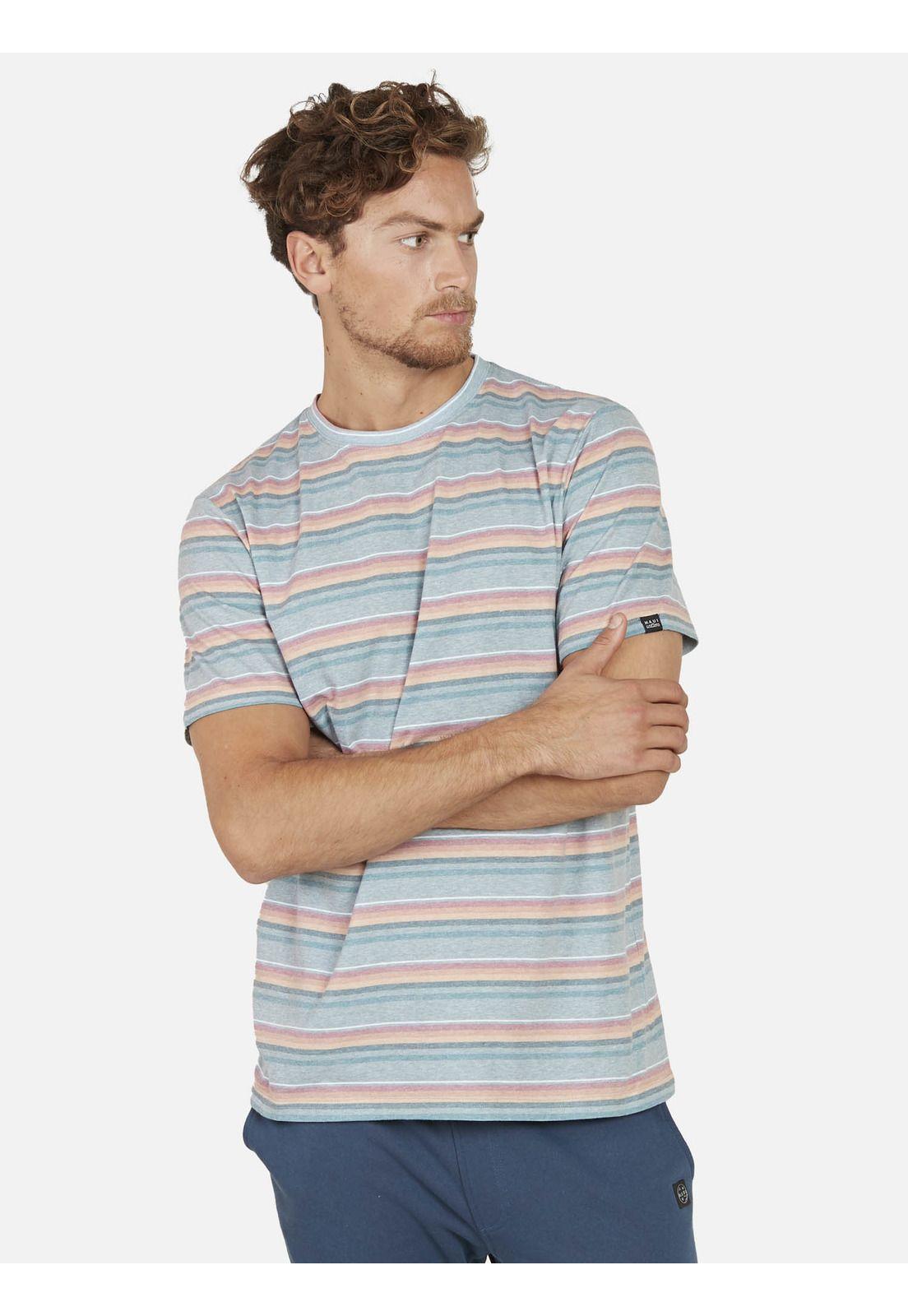 Polera ROUTE 66 STRIPE SS TEE Hombre Naranja Maui and Sons-0
