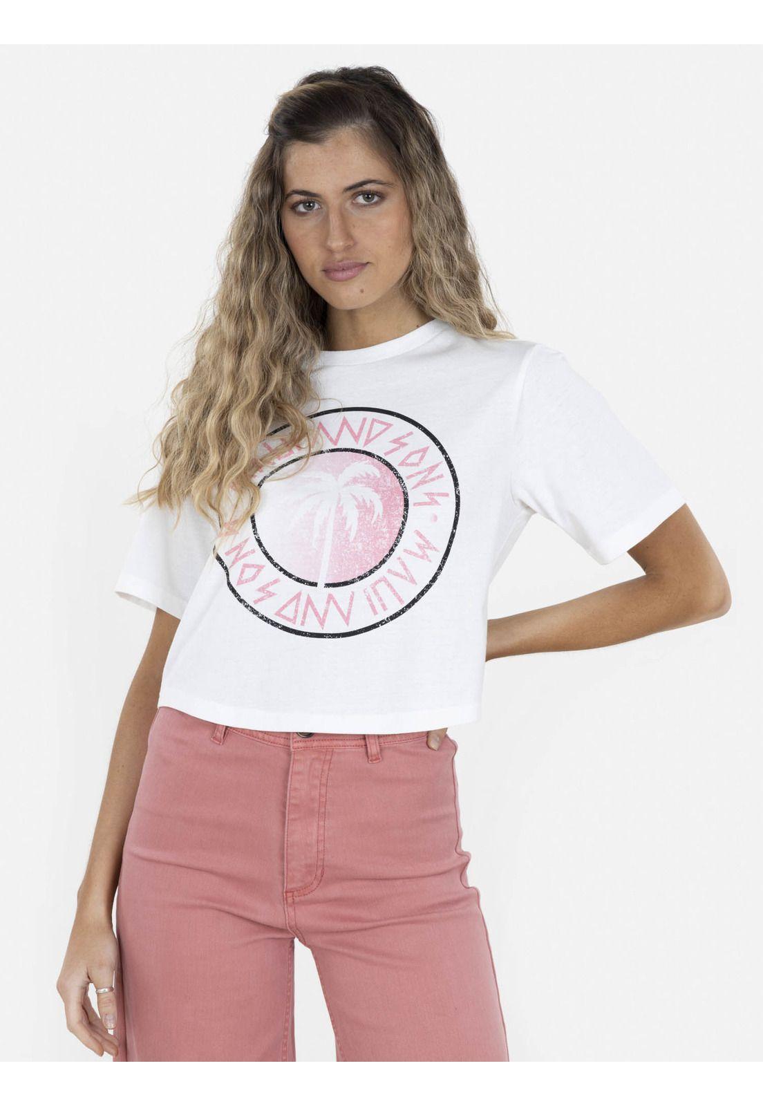 Polera GRADIENT PALM Mujer Blanco Maui and Sons-0