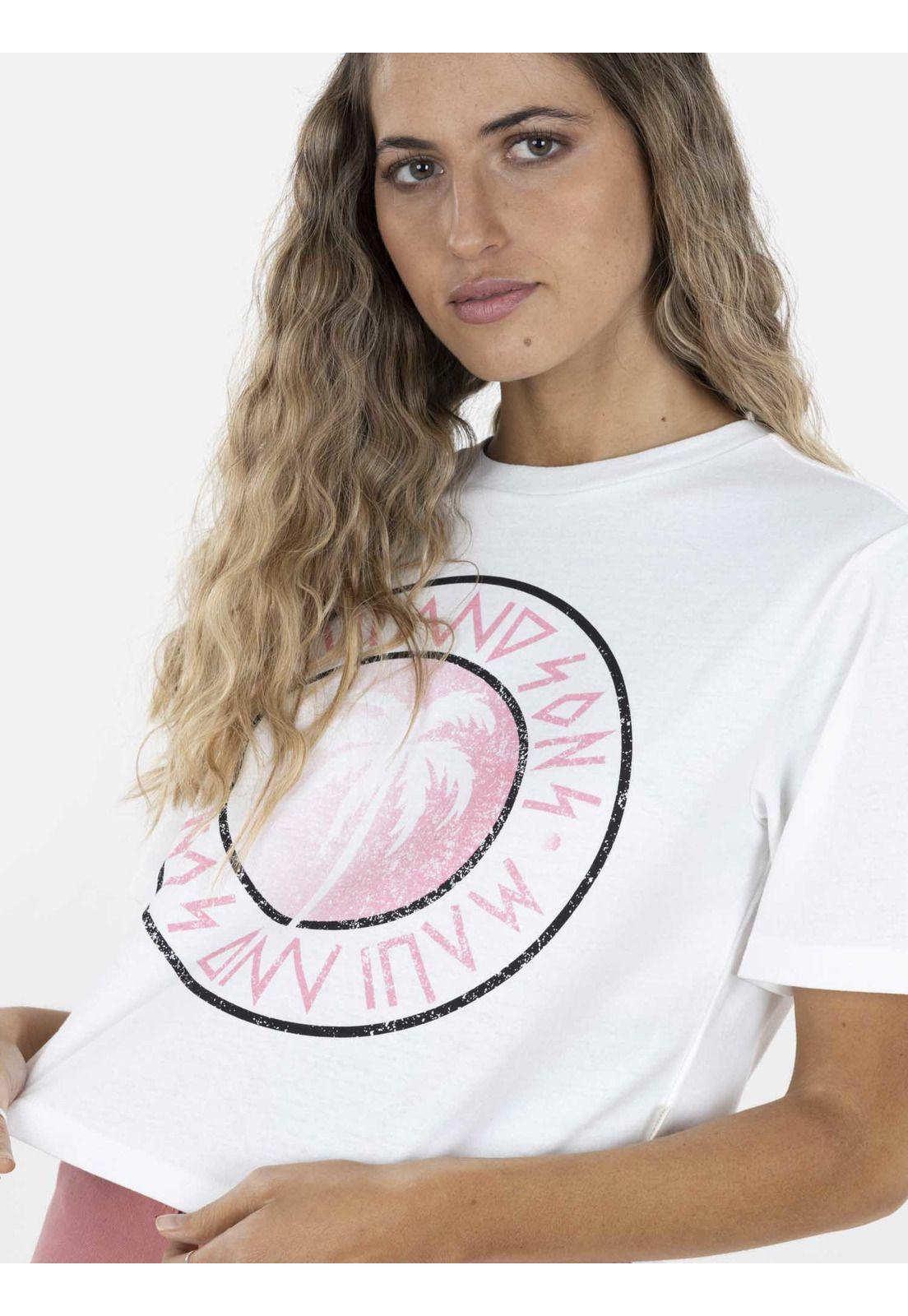 Polera GRADIENT PALM Mujer Blanco Maui and Sons-2