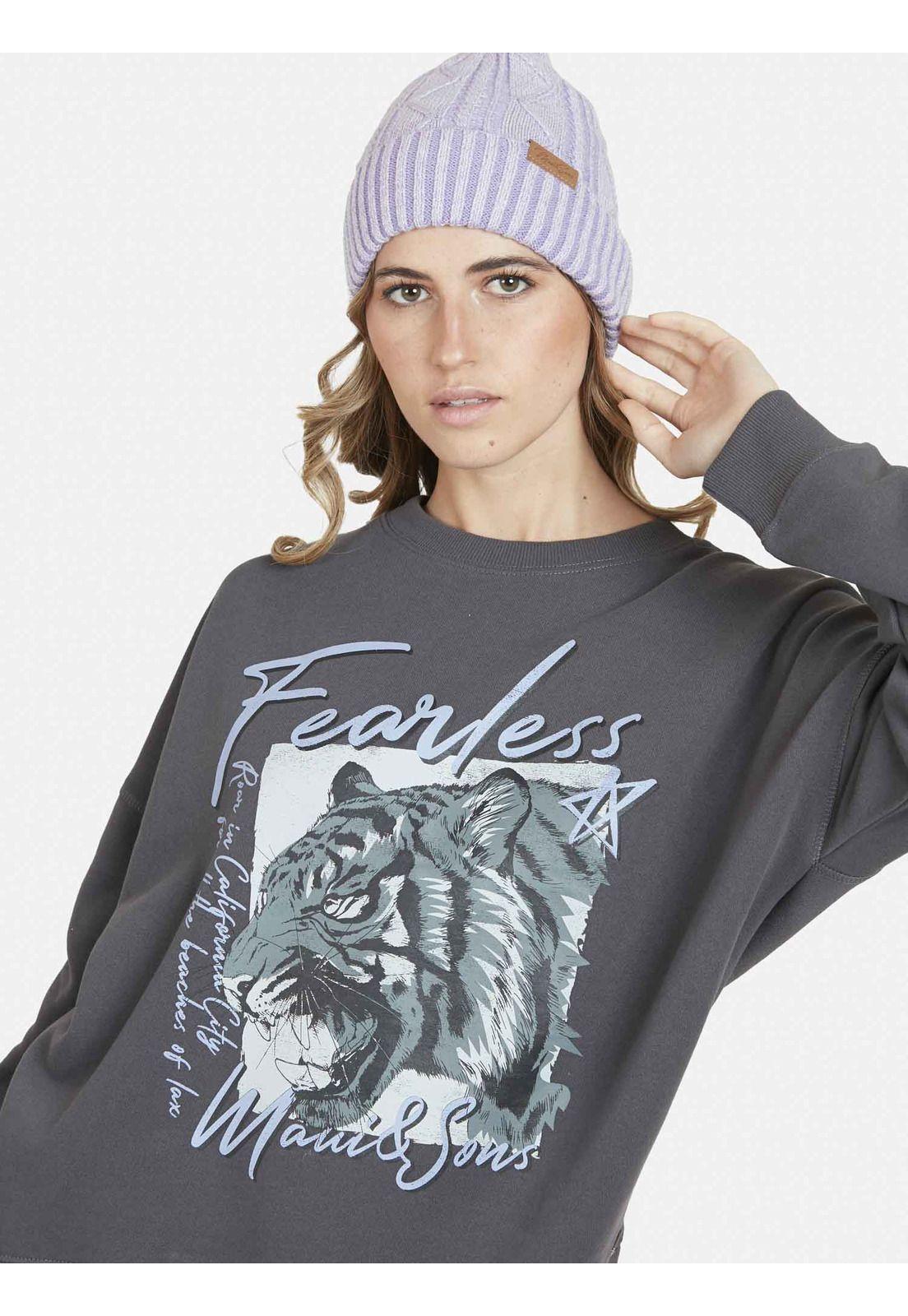 Poleron FEARLESS TIGGER CREW Mujer Gris Maui and Sons-1