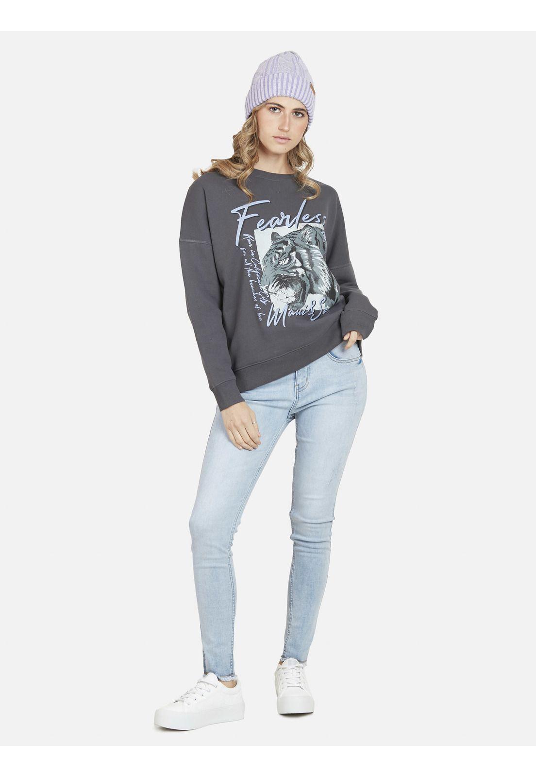 Poleron FEARLESS TIGGER CREW Mujer Gris Maui and Sons-3