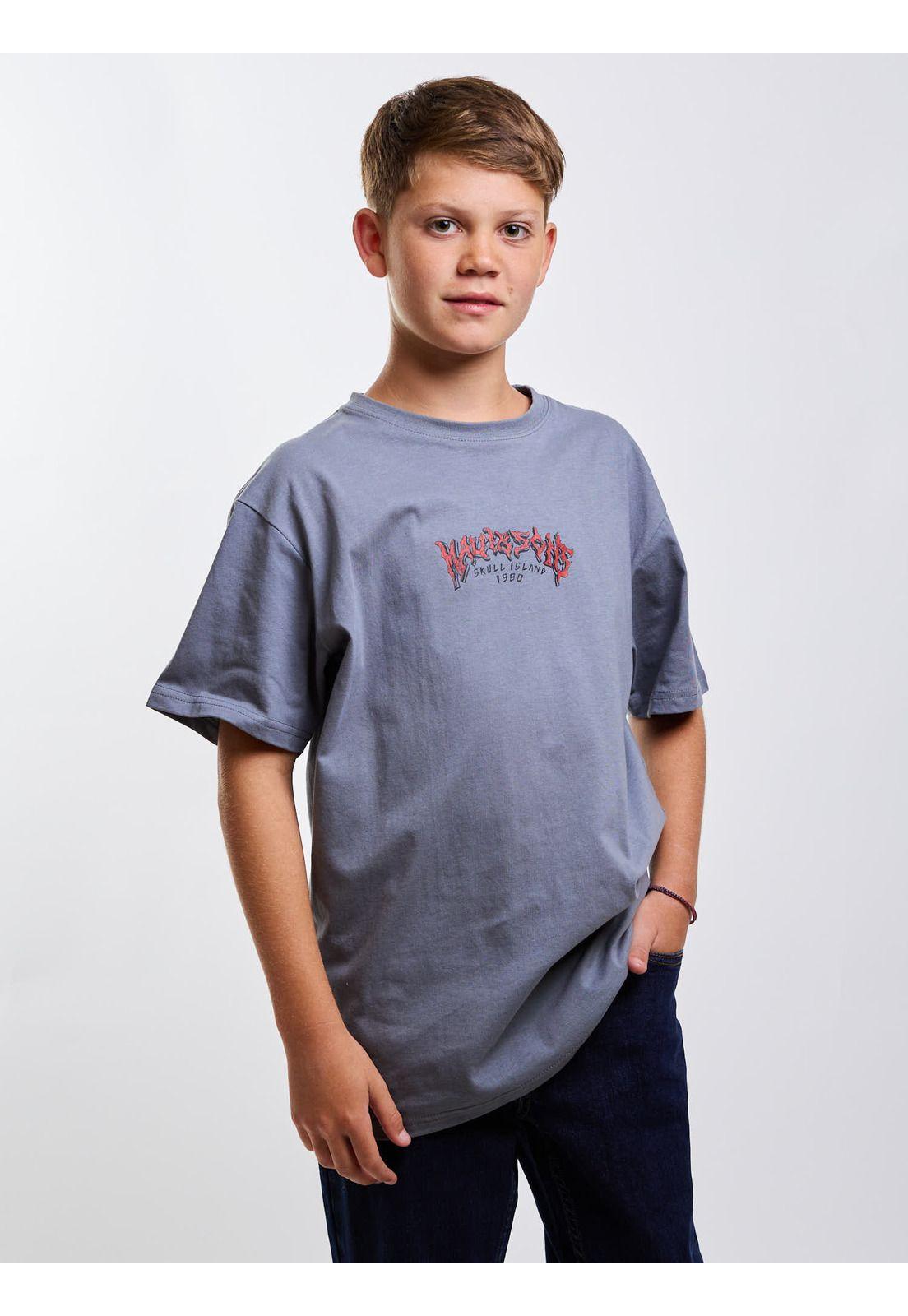 Polera MC Skull Ride Gris Infantil Maui And Sons-0