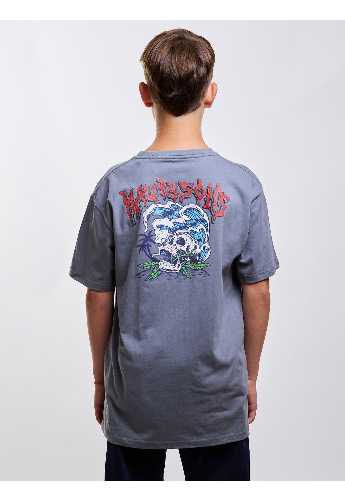 Polera MC Skull Ride Gris Infantil Maui And Sons-1
