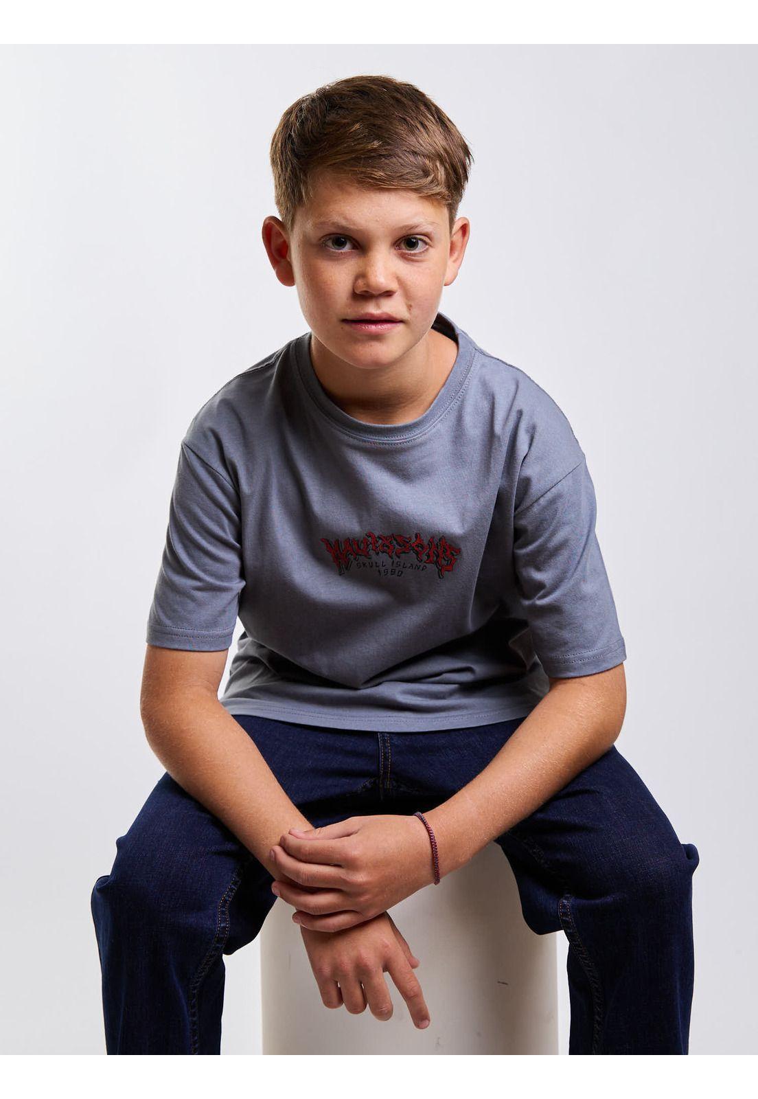 Polera MC Skull Ride Gris Infantil Maui And Sons-4