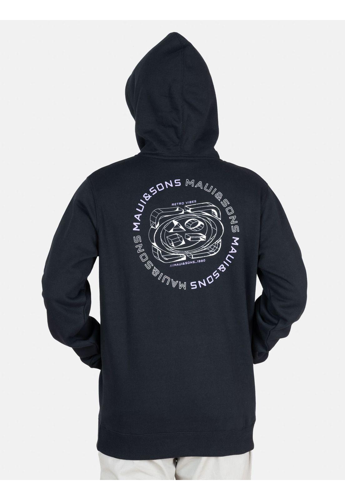 Poleron Canguro Mave Negro Hombre Maui And Sons-1