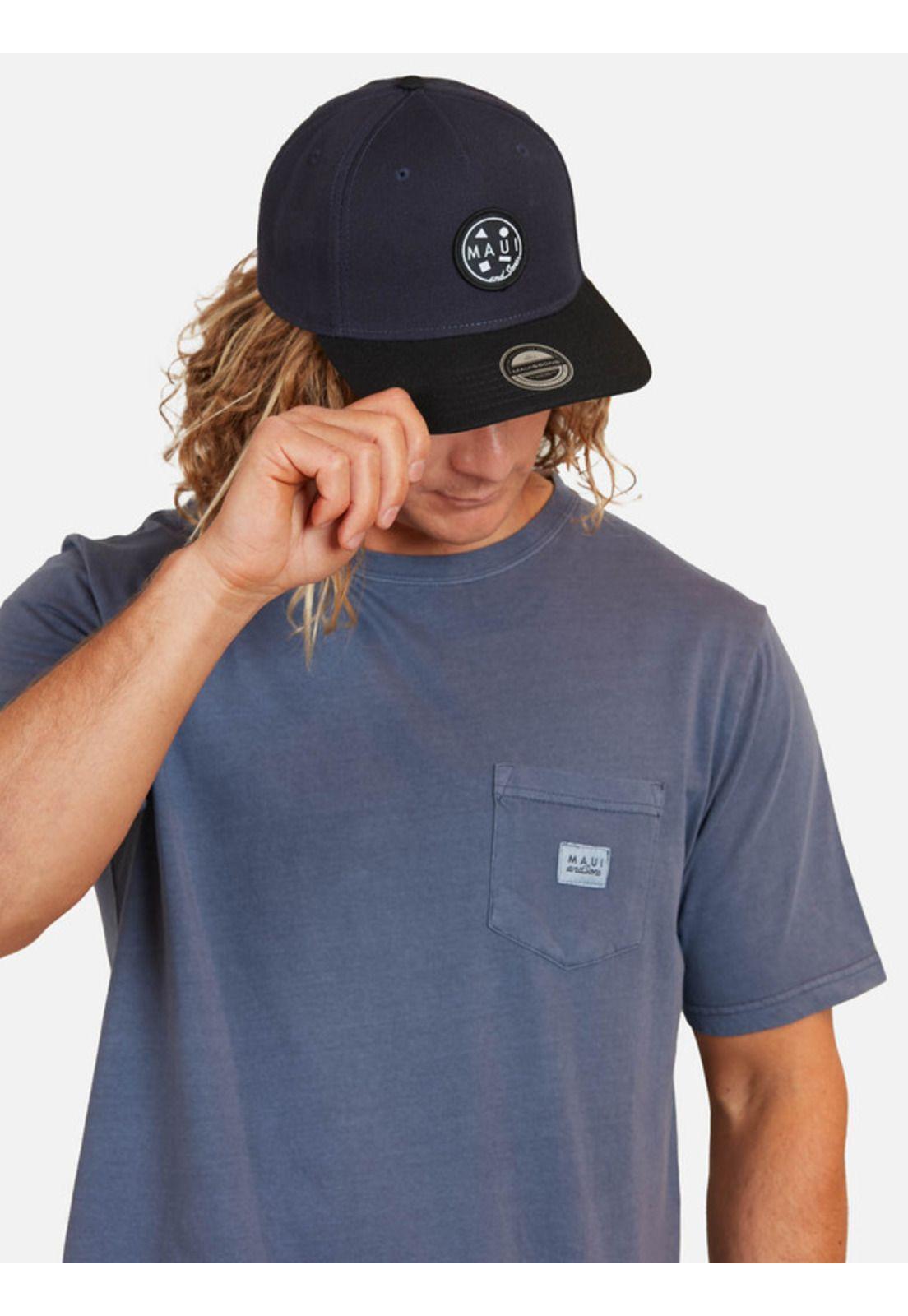 Polera Pigment Dye Pocket Woven Label Hombre Azul Maui And Sons-2