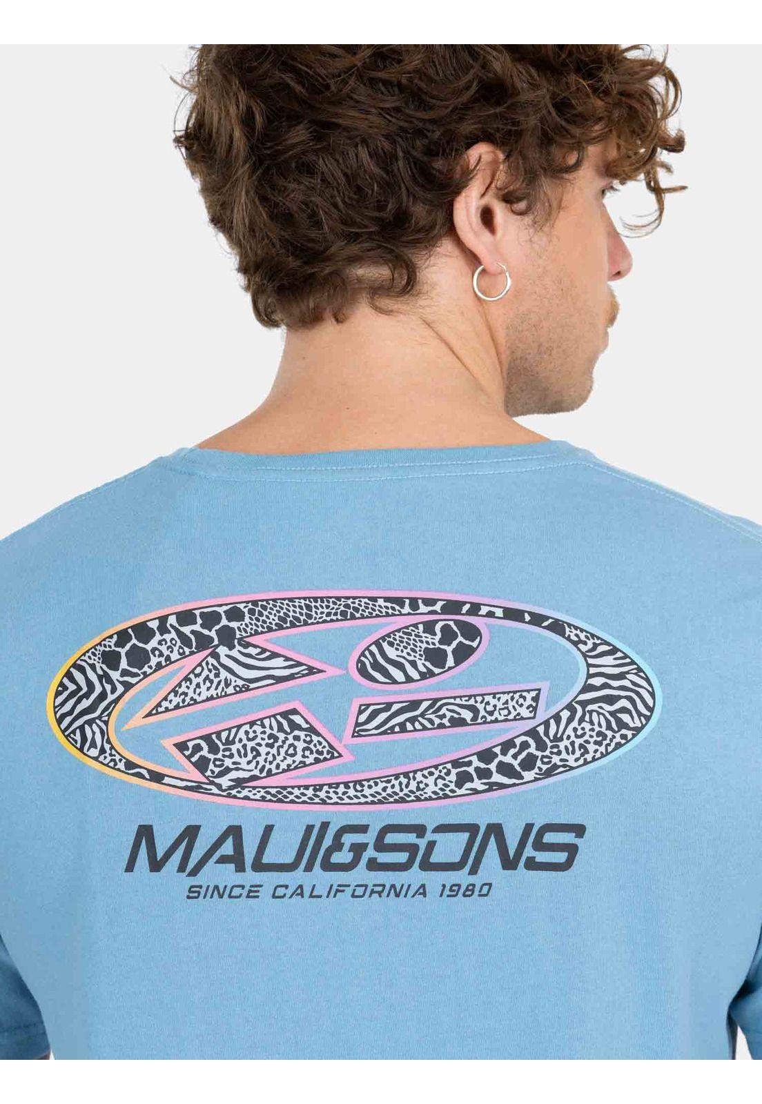 Polera MC Old School Beach Celeste Hombre Maui And Sons-3