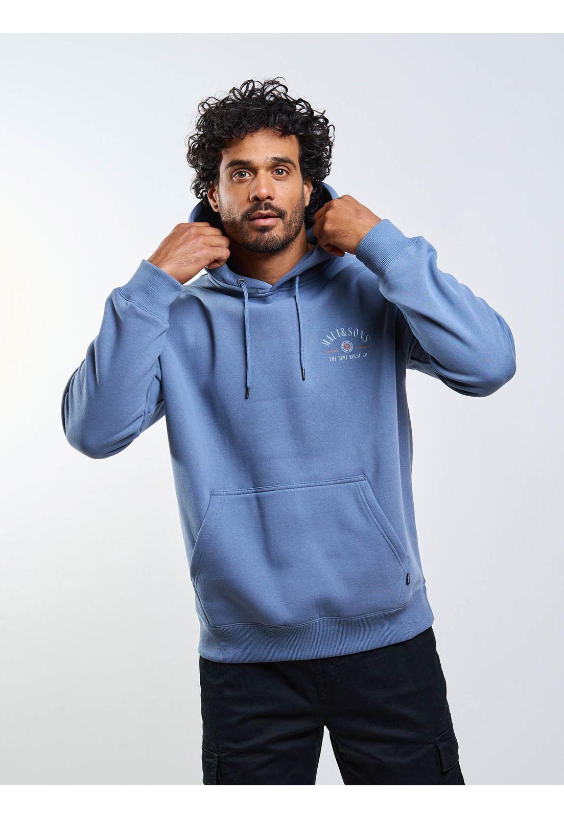 Poleron Canguro Surf house Celeste Hombre Maui And Sons-1