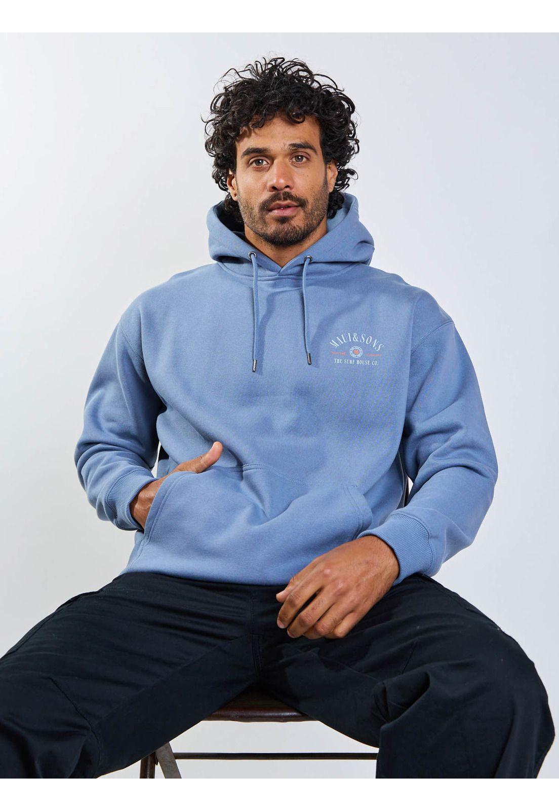 Poleron Canguro Surf house Celeste Hombre Maui And Sons-2