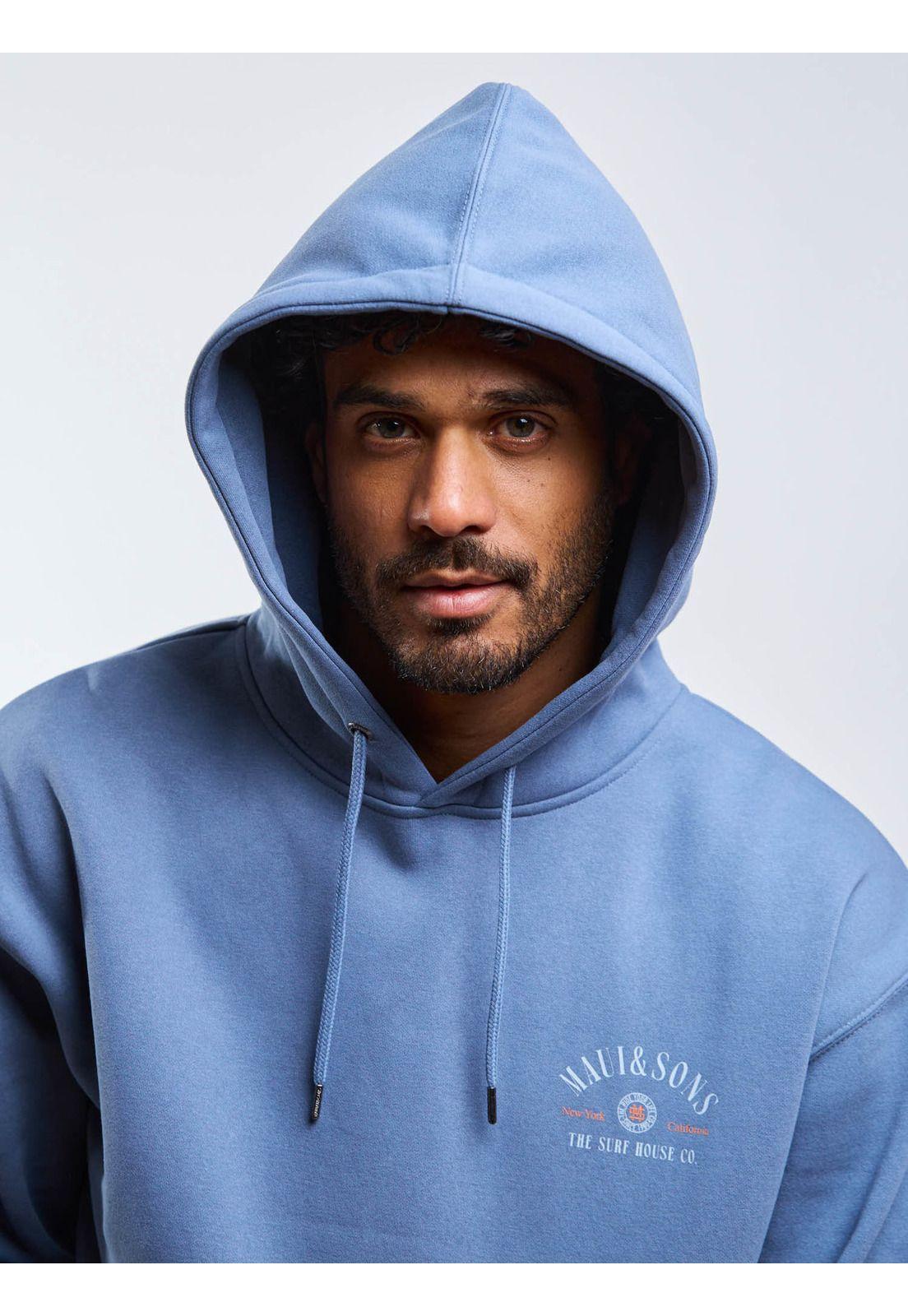 Poleron Canguro Surf house Celeste Hombre Maui And Sons-8