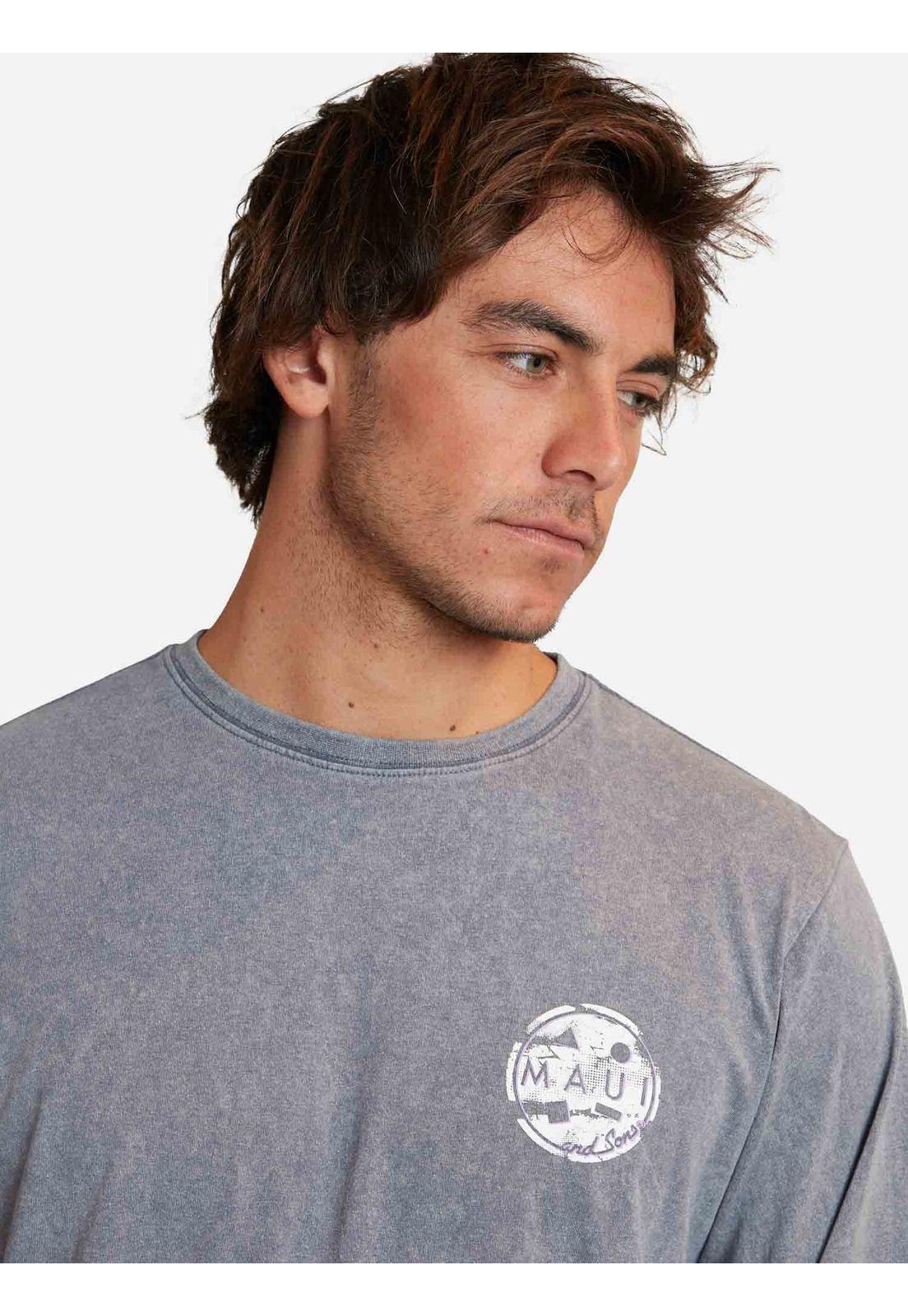 Polera logo wornout Ls tees Celeste Hombre Maui And Sons-3